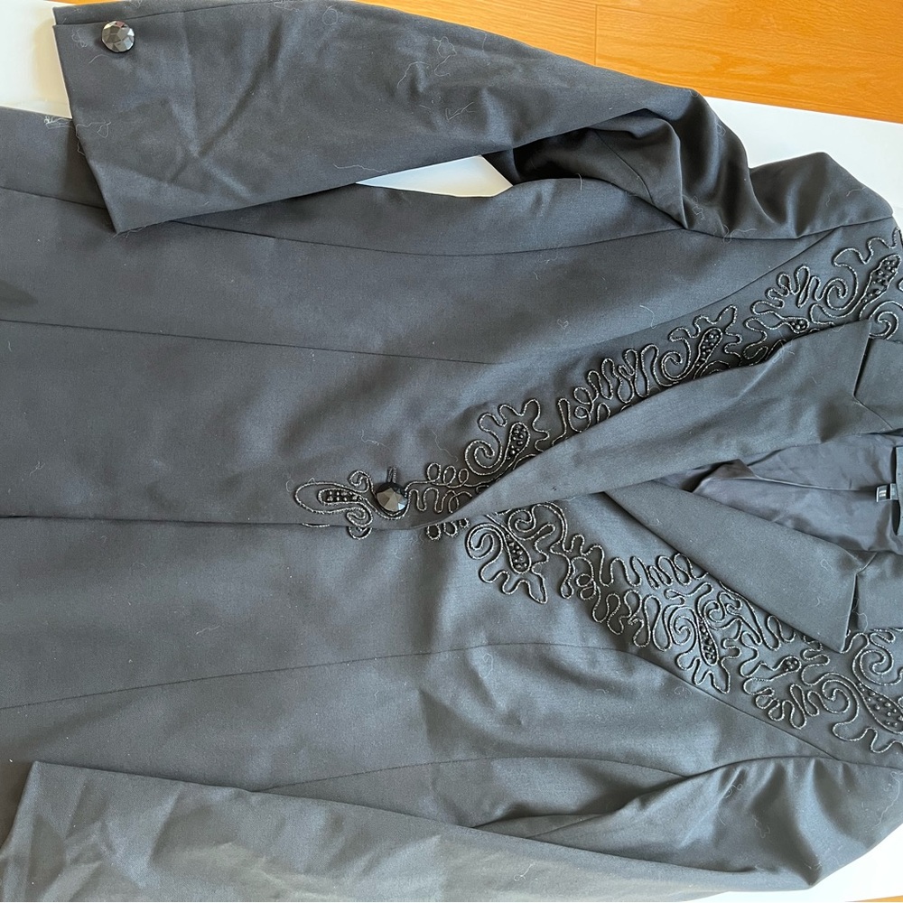 Escada Black Embroidered Long Jacket